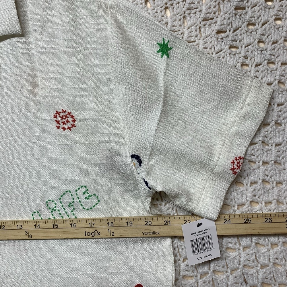 Malibu By Drill Clothing CO. Shirt Mens Small Ecru Button Up Lightweight Beach - Picture 8 of 11